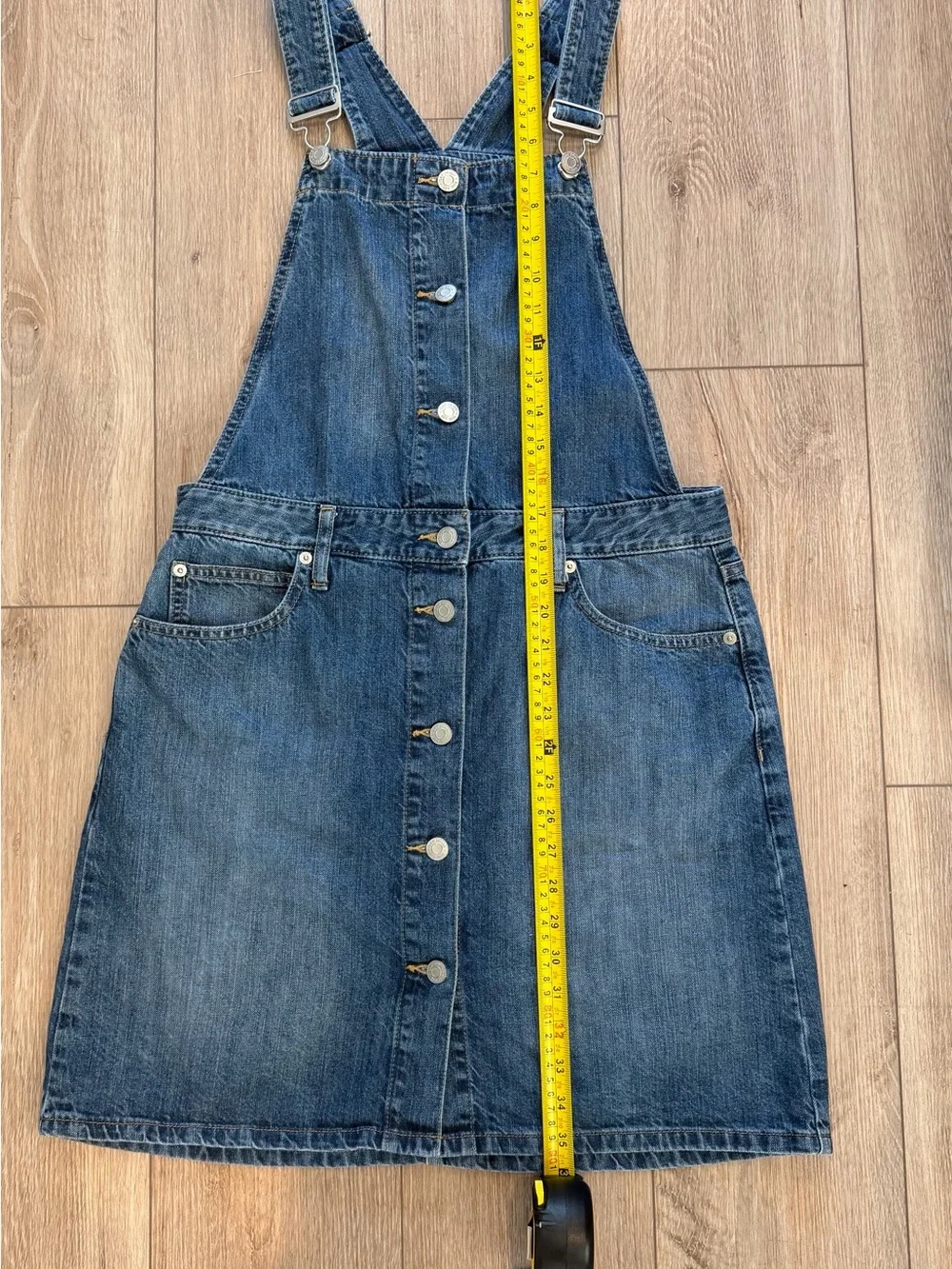 Gap Denim Button-Front Overall Dress in Medium Blue
